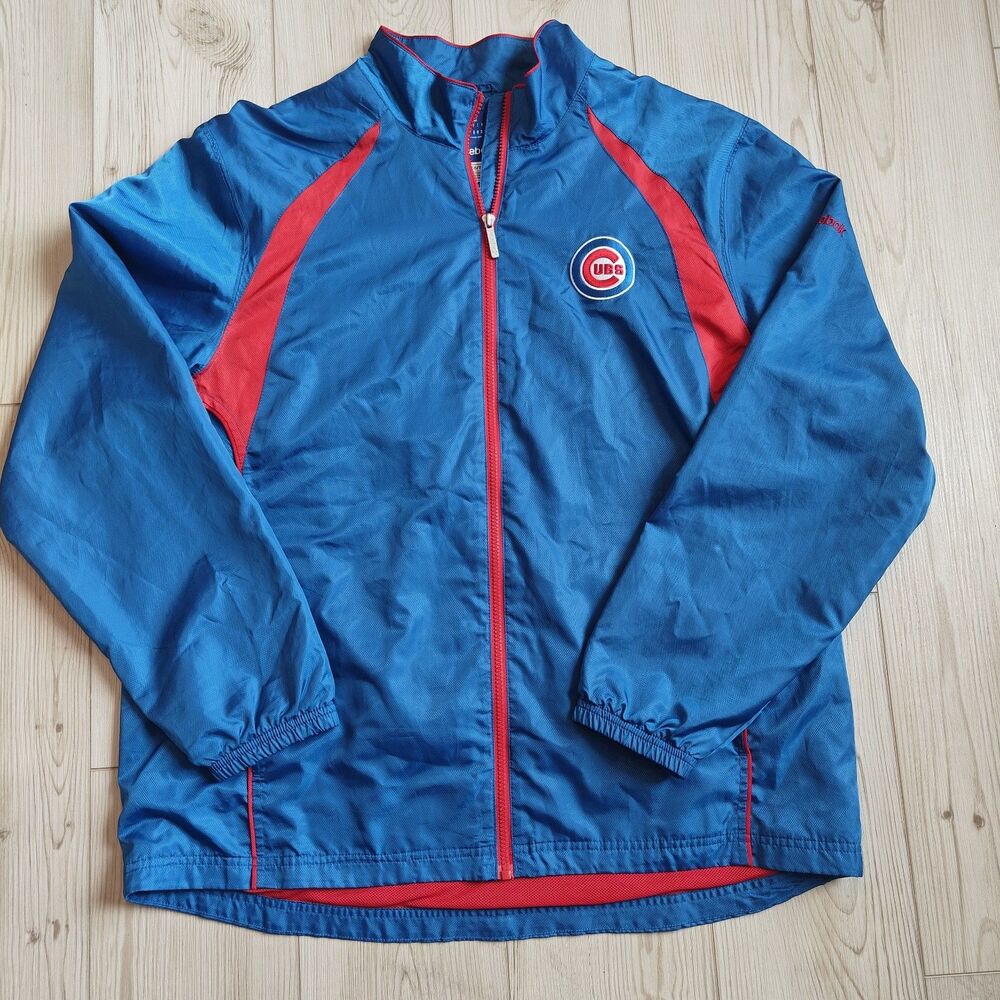 Chicago Cubs Jacket Mens XL Reebok Blue Windbreaker Full-Zip MLB